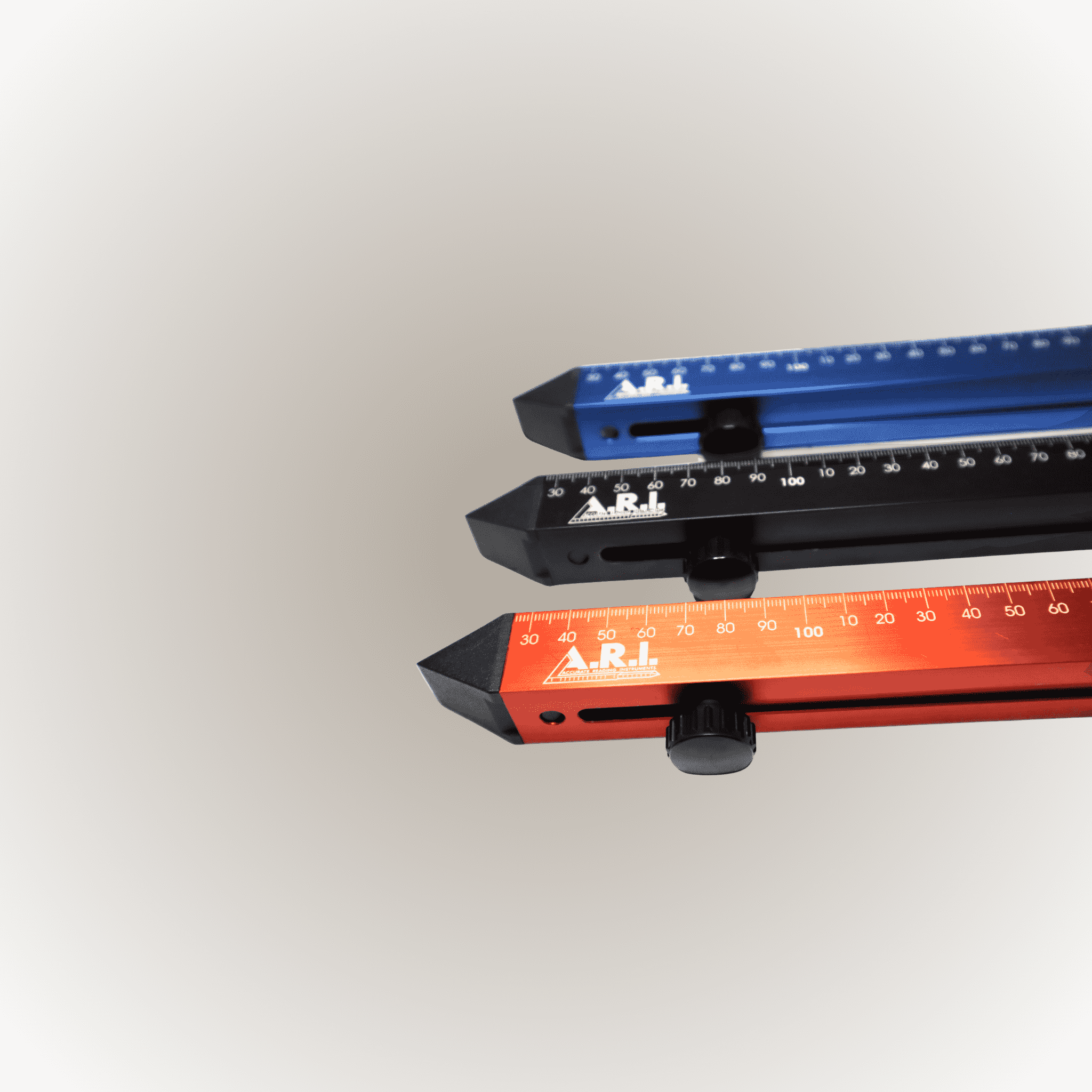 Three Measure Pros in different colours. Showing the tips.